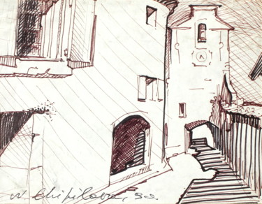 Disegno intitolato "Roussillon" da Atelier N N . Art Store By Nat, Opera d'arte originale, Pennarello