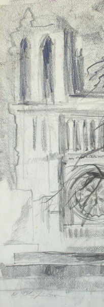 Zeichnungen mit dem Titel "Notre Dame de Paris…" von Nathalia Chipilova, Original-Kunstwerk, Graphit