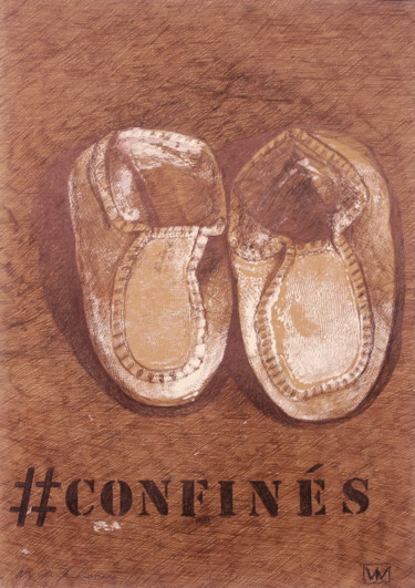 Tekening getiteld "#Confinés, 35x50cm" door Atelier N N . Art Store By Nat, Origineel Kunstwerk, Balpen