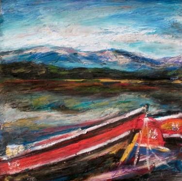 Painting titled "Barque rouges" by Nathalia Chipilova, Original Artwork, Acrylic