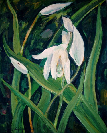 Painting titled "Lys Blancs" by Atelier N N . Art Store By Nat, Original Artwork, Oil