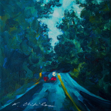 Painting titled "Dusk Road 1" by Nathalia Chipilova, Original Artwork, Acrylic