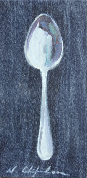 Painting titled "Jeans Spoon 2" by Atelier N N . Art Store By Nat, Original Artwork, Acrylic Mounted on Wood Stretcher frame
