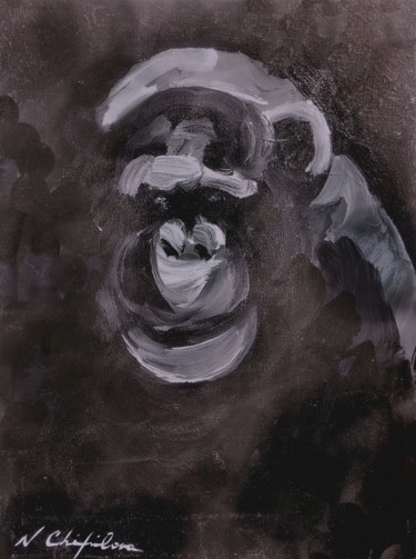 Painting titled "Chimpanzé (série no…" by Atelier N N . Art Store By Nat, Original Artwork, Acrylic