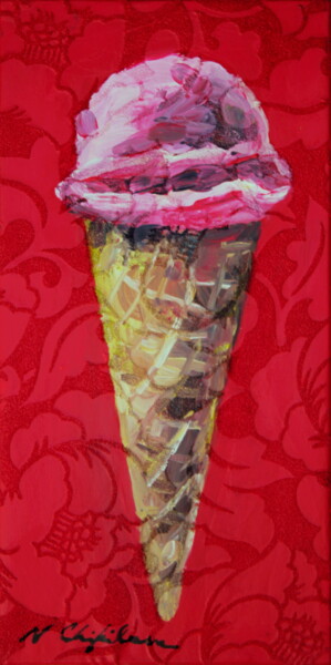 Painting titled "Cornet de Glace Fra…" by Atelier N N . Art Store By Nat, Original Artwork, Acrylic