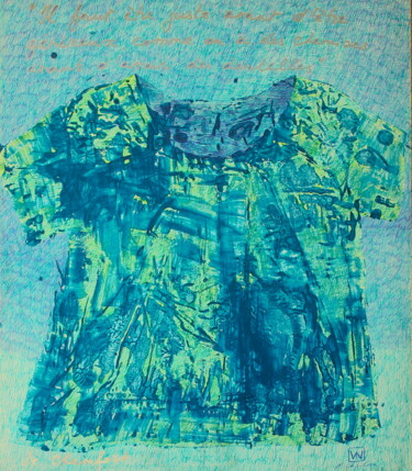 Schilderij getiteld "Ma Chemise Bleue" door Atelier N N . Art Store By Nat, Origineel Kunstwerk, Acryl