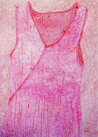 Drawing titled "Pink Tank Top 1" by Atelier N N . Art Store By Nat, Original Artwork, Acrylic