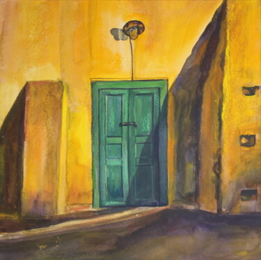 Painting titled "Porte Verte" by Nathalia Chipilova, Original Artwork, Watercolor