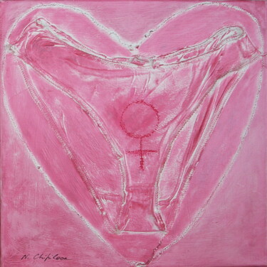 Pintura intitulada "Quadrature de Coeur" por Atelier N N . Art Store By Nat, Obras de arte originais, Colagens