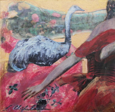 Collages intitulée "Laura Palmer" par Nathalia Chipilova, Œuvre d'art originale, Acrylique Monté sur Châssis en bois