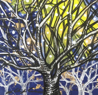 Malarstwo zatytułowany „Magic Cobalt Garden…” autorstwa Atelier N N . Art Store By Nat, Oryginalna praca, Akryl