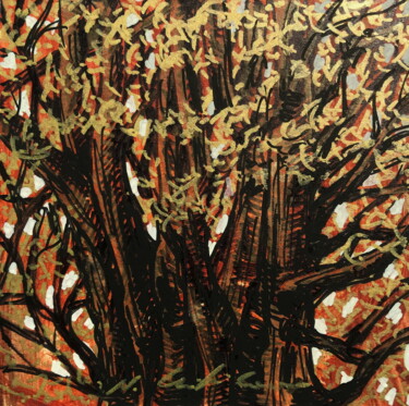Pintura titulada "Chêne 4, 13x13cm" por Nathalia Chipilova, Obra de arte original, Acrílico