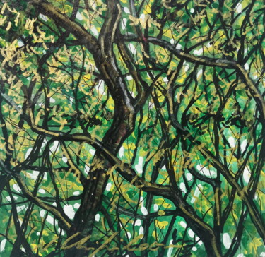 Painting titled "Into The Forest 1,…" by Atelier N N . Art Store By Nat, Original Artwork, Acrylic