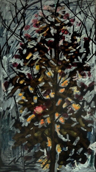 Pintura titulada "Gold Tree 1, 10x5" por Nathalia Chipilova, Obra de arte original, Acrílico