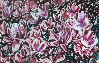 Painting titled "Magnolia 1, 10x15cm" by Atelier N N . Art Store By Nat, Original Artwork, Acrylic