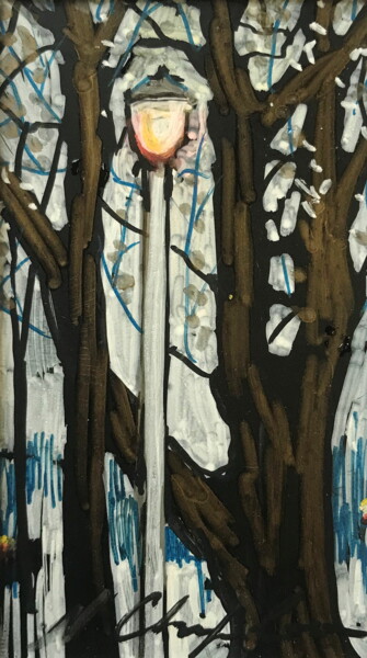 Pintura titulada "Lamp Post Trees" por Atelier N N . Art Store By Nat, Obra de arte original, Acrílico