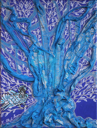 Ζωγραφική με τίτλο "Sirin Tree 1" από Atelier N N . Art Store By Nat, Αυθεντικά έργα τέχνης, Ακρυλικό