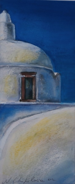 Painting titled "Medina bleue 2" by Atelier N N . Art Store By Nat, Original Artwork, Oil