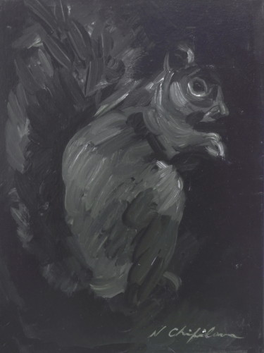Peinture intitulée "Ecureuil noir" par Atelier N N . Art Store By Nat, Œuvre d'art originale, Acrylique