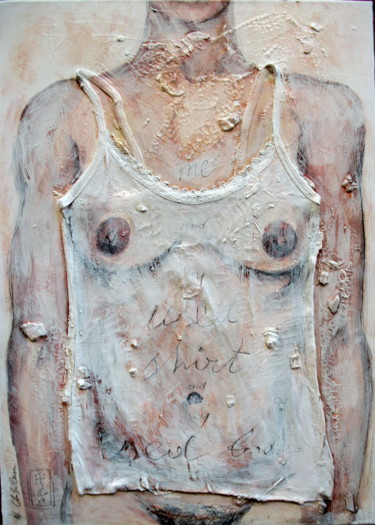 Malerei mit dem Titel "Me and my used shir…" von Atelier N N . Art Store By Nat, Original-Kunstwerk, Acryl