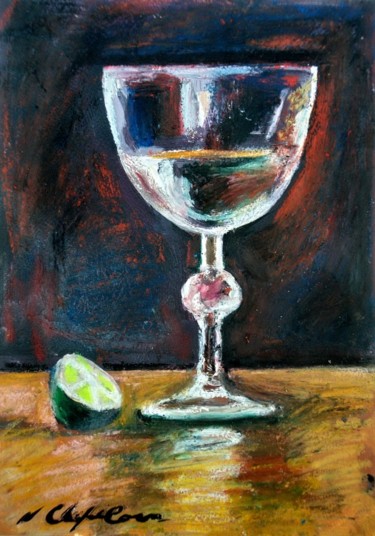 Картина под названием "Wine glass" - Atelier N N . Art Store By Nat, Подлинное произведение искусства, Акрил