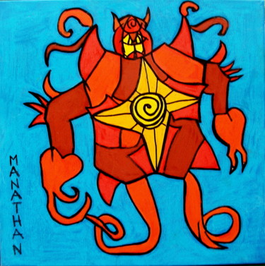 Painting titled "Guerrier monstre" by Atelier N N . Art Store By Nat, Original Artwork, Acrylic
