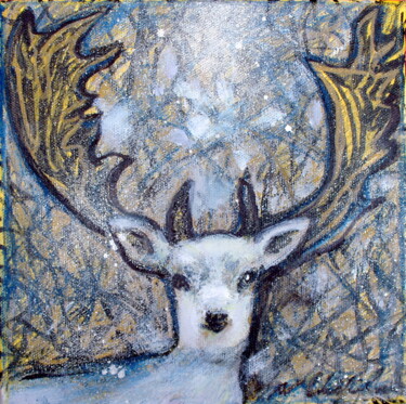 Peinture intitulée "Tête de Cerf 4" par Atelier N N . Art Store By Nat, Œuvre d'art originale, Acrylique