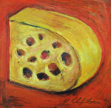 Painting titled "Fromage 1, 21x22cm" by Atelier N N . Art Store By Nat, Original Artwork, Acrylic