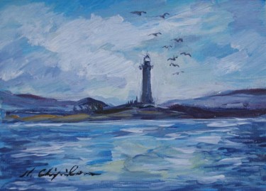 Painting titled "Phare" by Atelier N N . Art Store By Nat, Original Artwork, Acrylic
