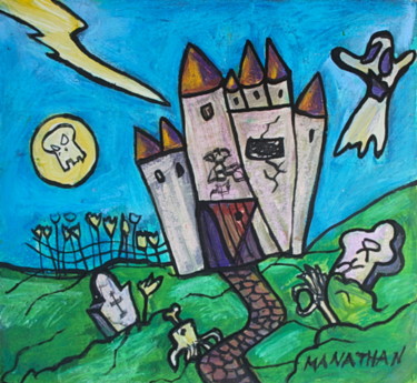 Peinture intitulée "Château hanté" par Nathalia Chipilova, Œuvre d'art originale, Huile