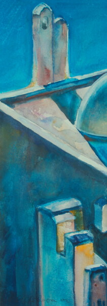 Peinture intitulée "Medina bleue 2, 32x…" par Atelier N N . Art Store By Nat, Œuvre d'art originale, Aquarelle Monté sur Car…