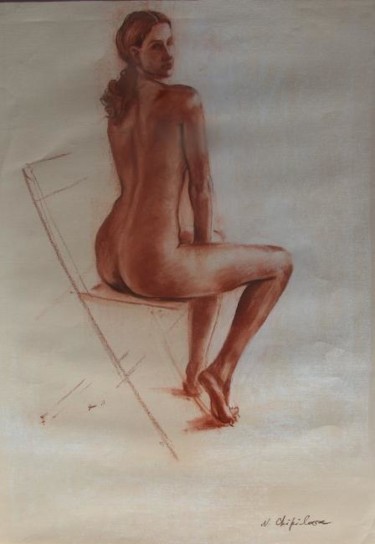 Dibujo titulada "Etude de nu assis s…" por Atelier N N . Art Store By Nat, Obra de arte original, Otro