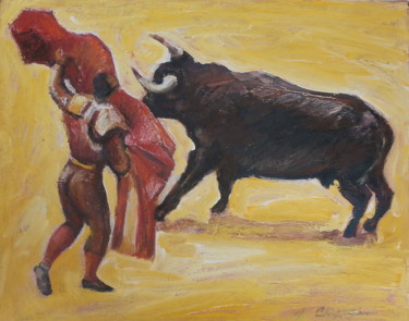 Pittura intitolato "Corrida" da Nathalia Chipilova, Opera d'arte originale, Olio