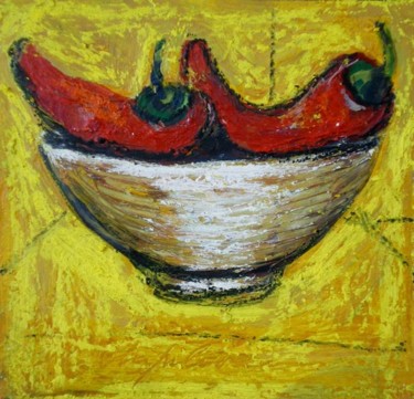 Painting titled "Deux piments" by Atelier N N . Art Store By Nat, Original Artwork, Acrylic