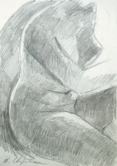 Zeichnungen mit dem Titel "Etude de nu, Venus 2" von Atelier N N . Art Store By Nat, Original-Kunstwerk, Bleistift