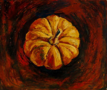 Painting titled "Potiron jaune" by Atelier N N . Art Store By Nat, Original Artwork, Acrylic
