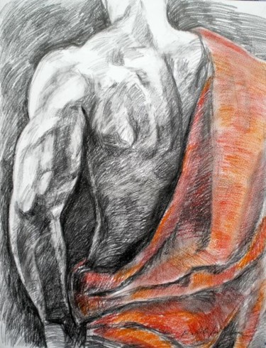 Dessin intitulée "L'intemporel homme…" par Atelier N N . Art Store By Nat, Œuvre d'art originale, Graphite