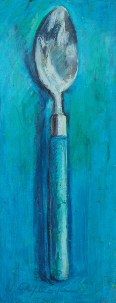 Peinture intitulée "Blue spoon" par Atelier N N . Art Store By Nat, Œuvre d'art originale, Acrylique Monté sur Carton
