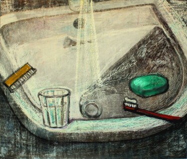 Painting titled "Mon lavabos" by Atelier N N . Art Store By Nat, Original Artwork, Gouache