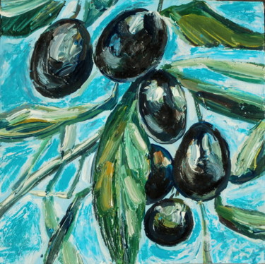 Painting titled "Branche d'olives" by Atelier N N . Art Store By Nat, Original Artwork, Acrylic
