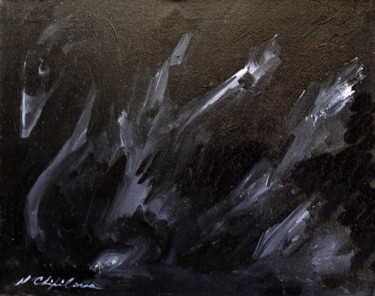 Painting titled "Black swan" by Atelier N N . Art Store By Nat, Original Artwork, Acrylic