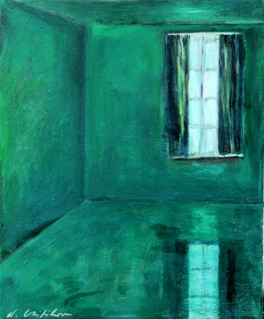 Painting titled "Chambre verte" by Atelier N N . Art Store By Nat, Original Artwork, Oil