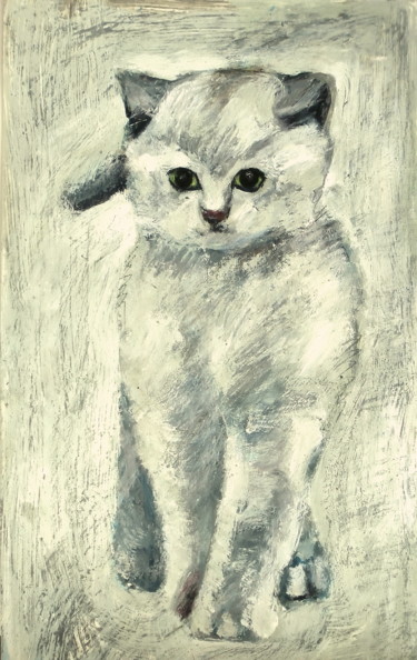 Peinture intitulée "Chaton blanc" par Atelier N N . Art Store By Nat, Œuvre d'art originale, Acrylique