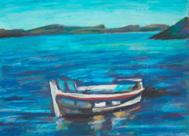 Painting titled "Barque de pêche 1" by Nathalia Chipilova, Original Artwork, Acrylic