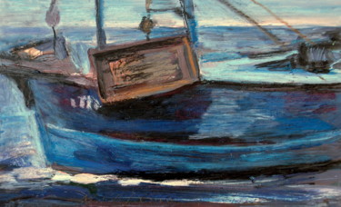 Peinture intitulée "Bateau de pêche" par Atelier N N . Art Store By Nat, Œuvre d'art originale, Acrylique