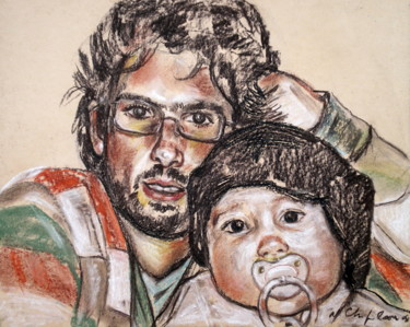Peinture intitulée "Père et fils" par Atelier N N . Art Store By Nat, Œuvre d'art originale, Huile