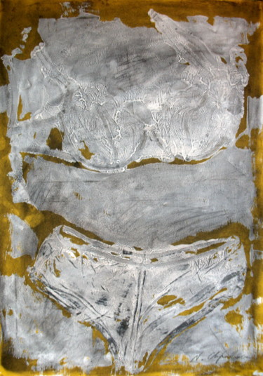Peinture intitulée "Yellow underwear" par Nathalia Chipilova, Œuvre d'art originale, Acrylique