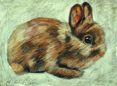 Painting titled "Lapin brun 1" by Atelier N N . Art Store By Nat, Original Artwork, Acrylic