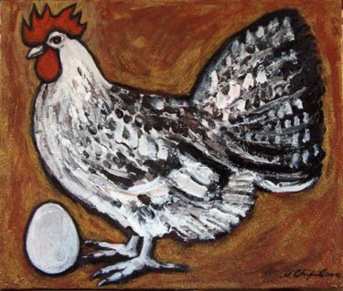 Pintura titulada "La poule ryaba et s…" por Atelier N N . Art Store By Nat, Obra de arte original, Acrílico