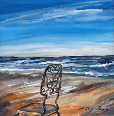 Painting titled "Chaise sur la plage" by Atelier N N . Art Store By Nat, Original Artwork, Acrylic